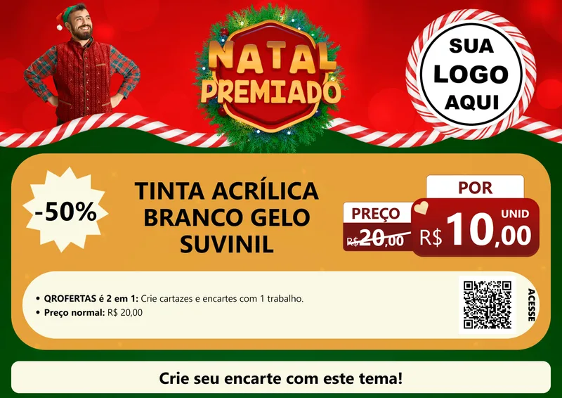 Modelo de Cartaz para Cartaz A4 Horizontal com o tema Natal Premiado para Tintas e Ferramentas