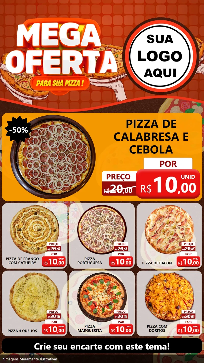 Modelo de Rede Social para Stories com o tema Mega Oferta Para Sua Pizza! para Pizzaria