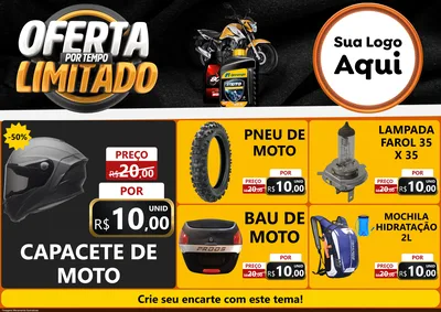 Modelo de Encarte para Encarte A4 Horizontal com o tema Oferta Por Tempo Limitado - Motopeças para Moto peças