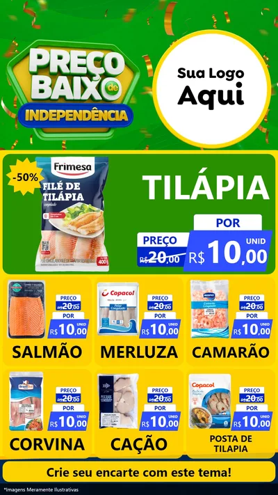 Modelo de Rede Social para Stories com o tema Preço Baixo de Independência para Peixaria