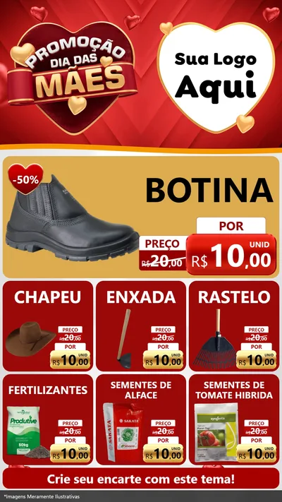 Modelo de Rede Social para Stories com o tema Promoção Dia das Mães para Agropecuária