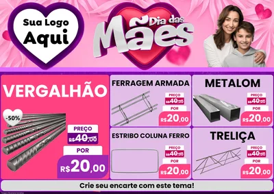 Modelo de Encarte para Encarte A4 Horizontal com o tema Dia das Mães para Ferragens