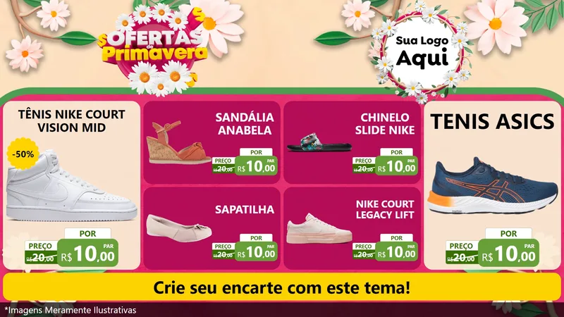 Modelo de TV para TV Horizontal com o tema Ofertas de Primavera para Calçados