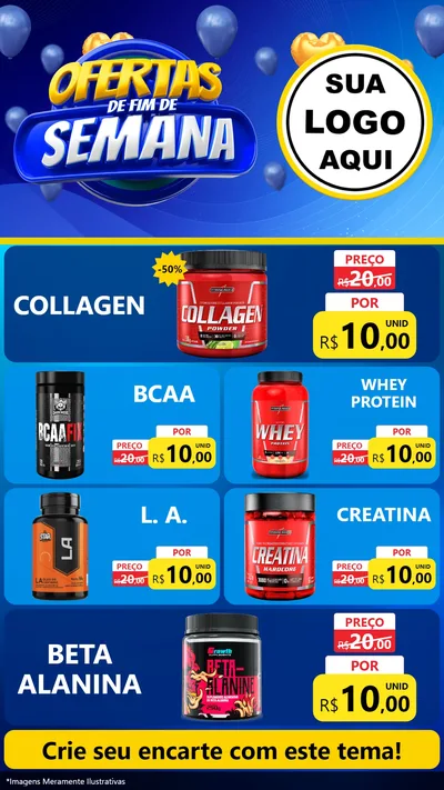 Modelo de TV para TV Vertical com o tema Ofertas de Fim de Semana para Suplementos alimentares