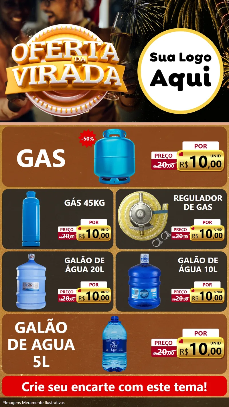 Modelo de TV para TV Vertical com o tema Oferta da Virada para Água e gás