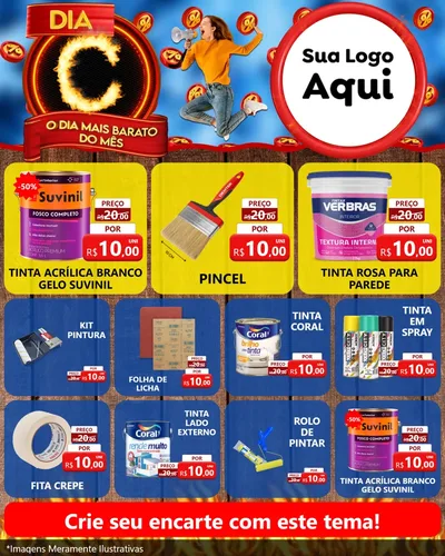 Modelo de Rede Social para Feed Instagram com o tema Dia C - O Dia Mais Barato Do Mês para Tintas e Ferramentas