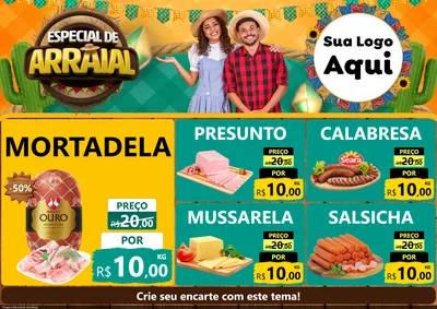Modelo de Encarte para Encarte A4 Horizontal com o tema Especial De Arraial para Frios e Laticínios