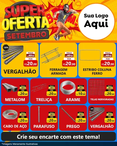 Modelo de Rede Social para Feed Instagram com o tema Super Oferta Setembro para Ferragens