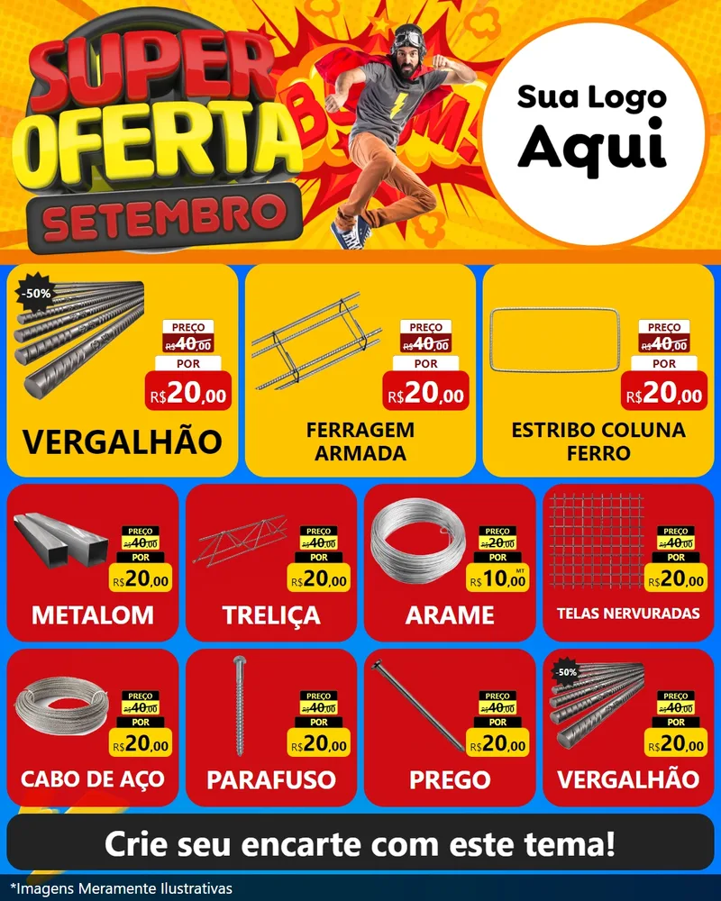Modelo de Rede Social para Feed Instagram com o tema Super Oferta Setembro para Ferragens