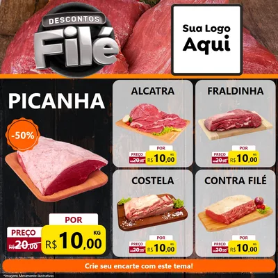 Modelo de Rede Social para Feed Facebook com o tema Descontos Filé para Açougue