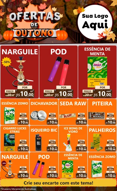 Modelo de Encarte para Encarte Grande com o tema Ofertas de Outono para Tabacaria