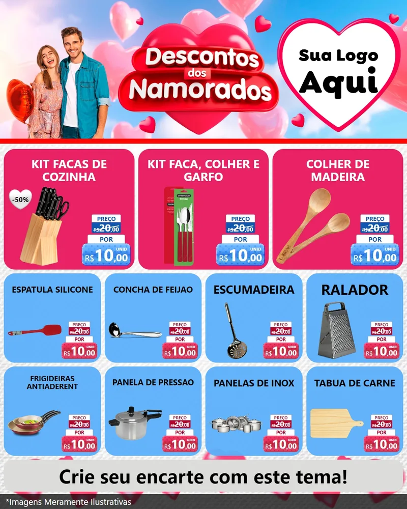 Modelo de Rede Social para Feed Instagram com o tema Descontos dos Namorados para Utilidades Domésticas