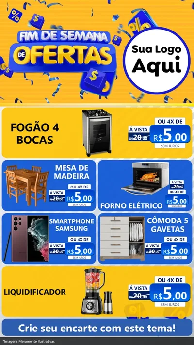 Modelo de TV para TV Vertical com o tema Fim de Semana de Ofertas para Móveis e Eletro
