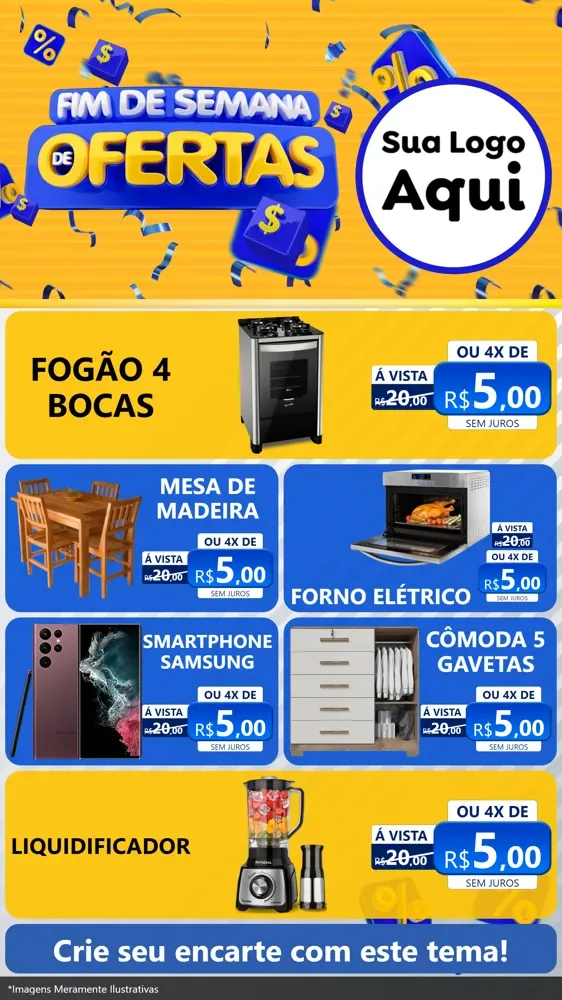 Modelo de TV para TV Vertical com o tema Fim de Semana de Ofertas para Móveis e Eletro