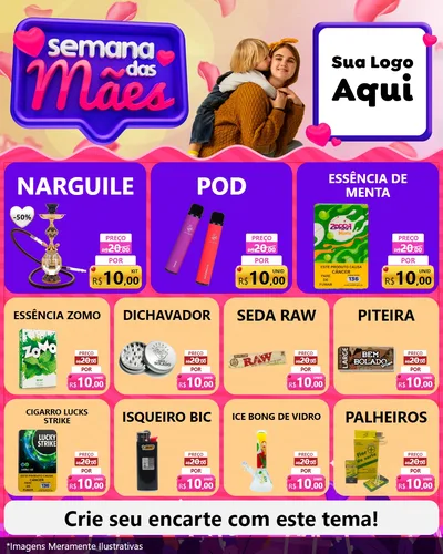 Modelo de Rede Social para Feed Instagram com o tema Semana das Mães para Tabacaria
