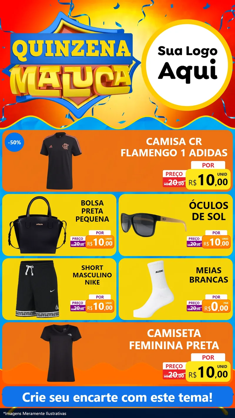 Modelo de TV para TV Vertical com o tema Quinzena Maluca para Roupas e acessórios
