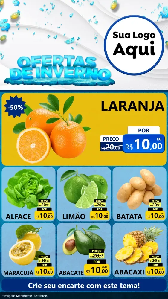 Modelo de Rede Social para Stories com o tema Ofertas de Inverno para Hortifrúti