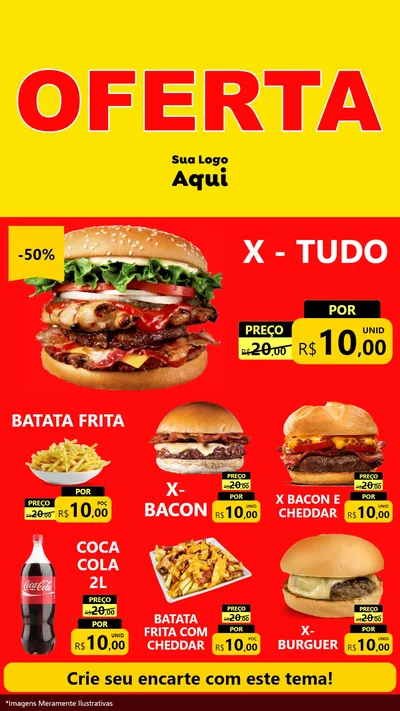 Modelo de Rede Social para Stories com o tema OFERTA - Vermelho Cartaz para Hamburgueria