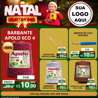 Modelo de Rede Social para Feed Facebook com o tema Natal da Economia para Armarinho e Aviamentos