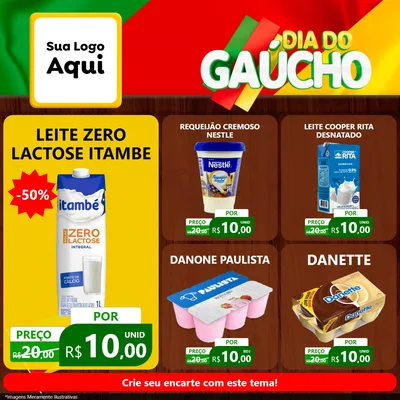 Modelo de Rede Social para Feed Facebook com o tema Dia do Gaúcho para Frios e Laticínios