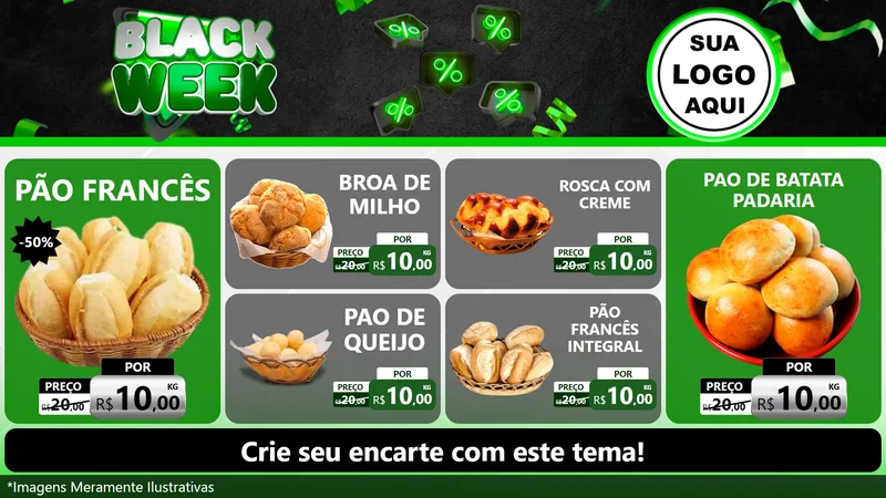 Modelo de TV para TV Horizontal com o tema Black Week para Padaria