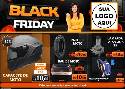 Modelo de Encarte para Encarte A4 Horizontal com o tema Black Friday para Moto peças