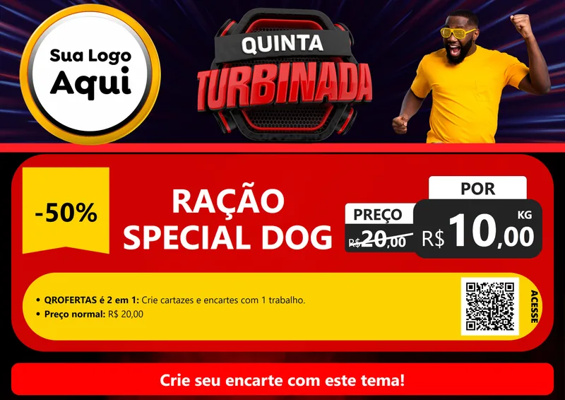 Modelo de Cartaz para Cartaz A4 Horizontal com o tema Quinta Turbinada para Pet Shop