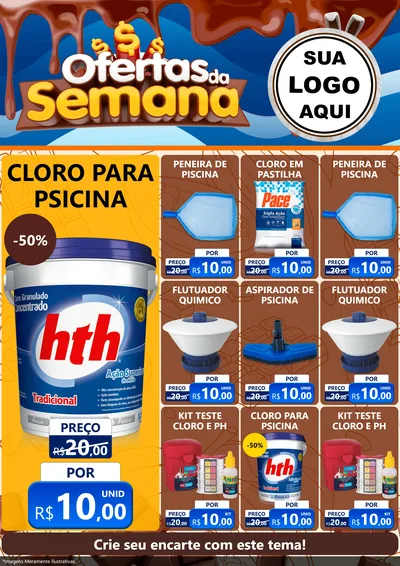 Modelo de Encarte para Encarte A4 Vertical com o tema Ofertas da Semana - Páscoa para Produtos para Piscina
