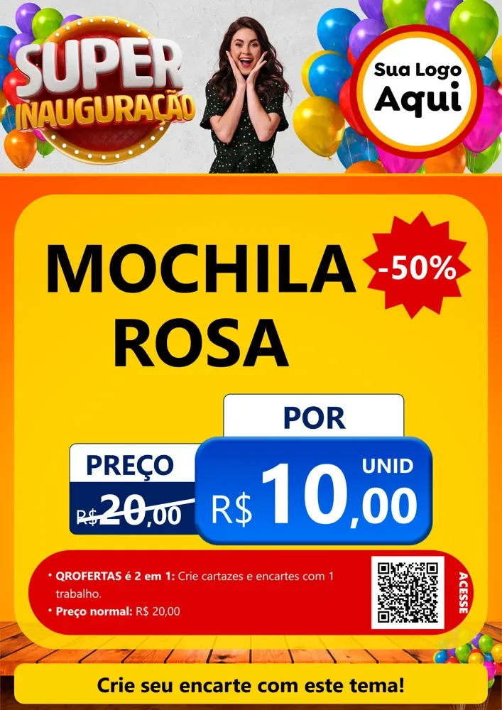 Modelo de Cartaz para Cartaz A4 Vertical com o tema Super Inauguração para Papelaria