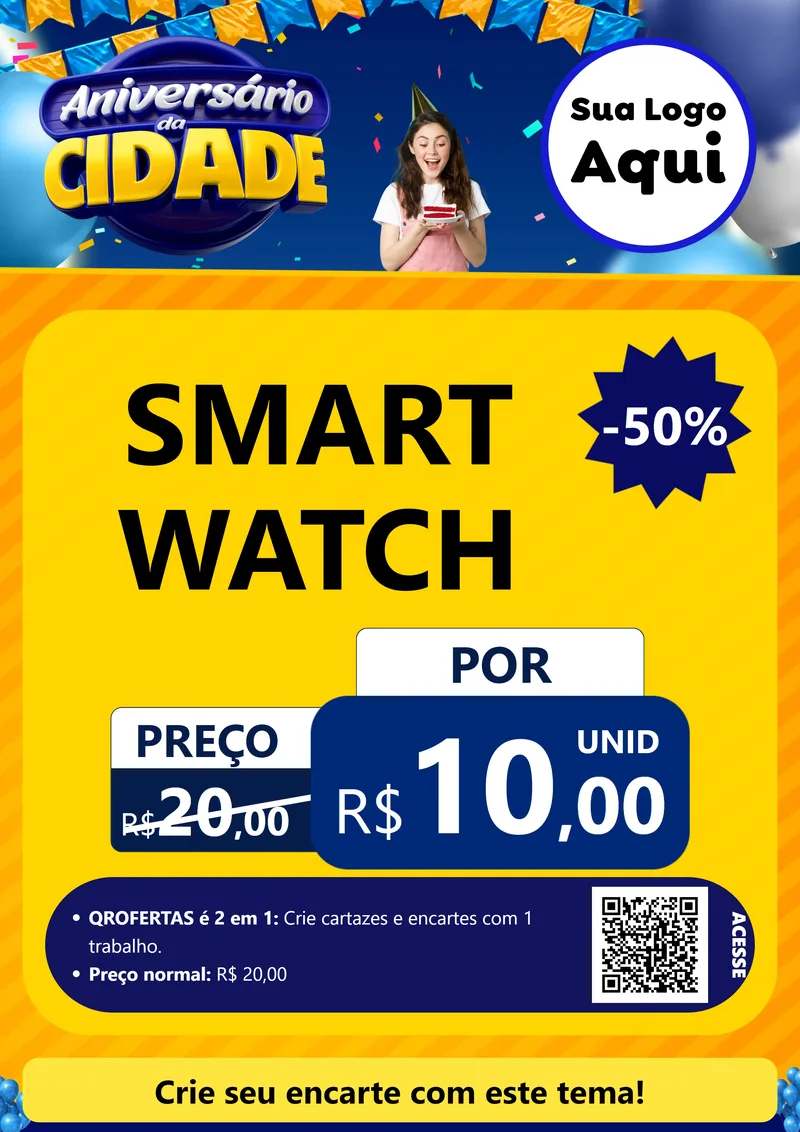Modelo de Cartaz para Cartaz A4 Vertical com o tema Aniversário da Cidade para Informática