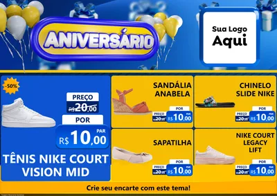 Modelo de Encarte para Encarte A4 Horizontal com o tema Aniversário para Calçados