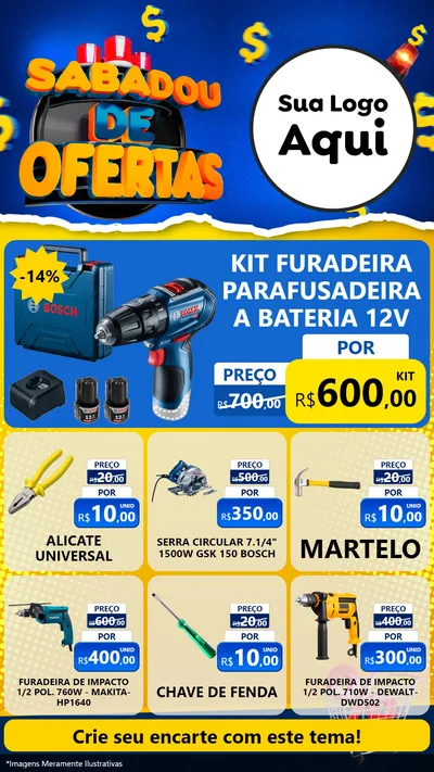 Modelo de Rede Social para Stories com o tema Sabadou de Ofertas para Maquinas e Ferramentas