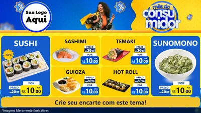 Modelo de TV para TV Horizontal com o tema Mês do Consumidor para Comida japonesa