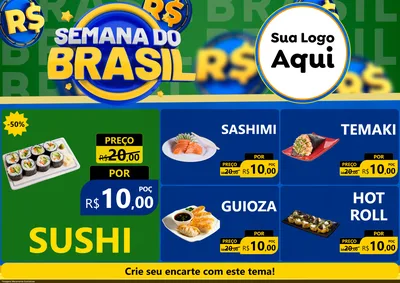 Modelo de Encarte para Encarte A4 Horizontal com o tema Semana Do Brasil para Comida japonesa