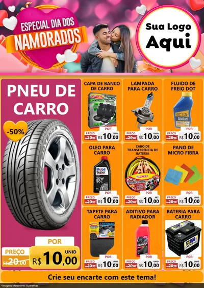 Modelo de Encarte para Encarte A4 Vertical com o tema Especial Dia dos Namorados para Auto peças