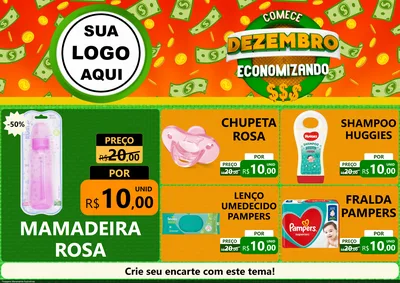 Modelo de Encarte para Encarte A4 Horizontal com o tema Comece Dezembro Economizando para Bebês