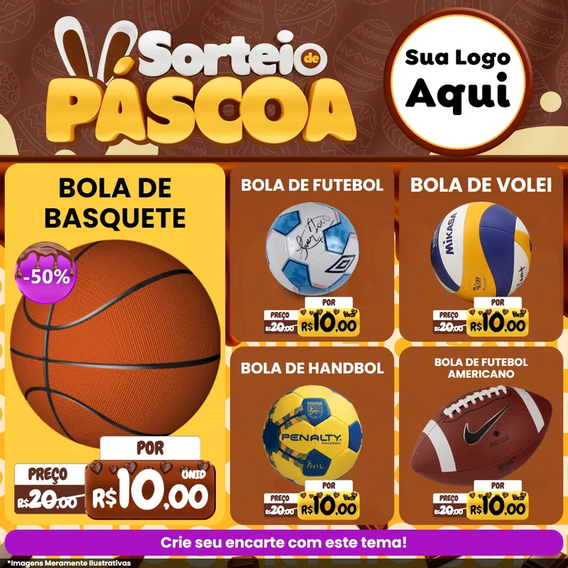 Modelo de Rede Social para Feed Facebook com o tema Sorteio de Páscoa para Artigos Esportivos
