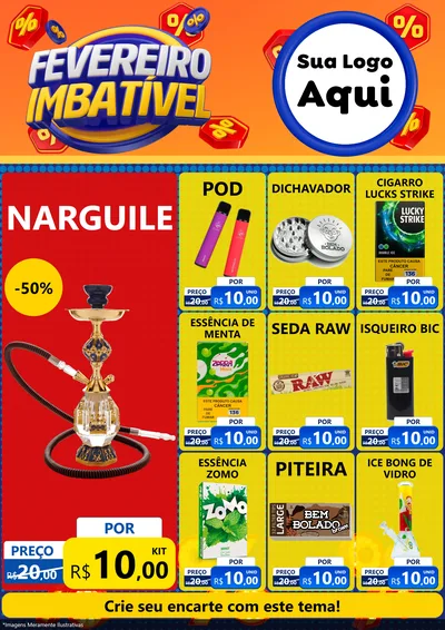 Modelo de Encarte para Encarte A4 Vertical com o tema Fevereiro Imbatível para Tabacaria