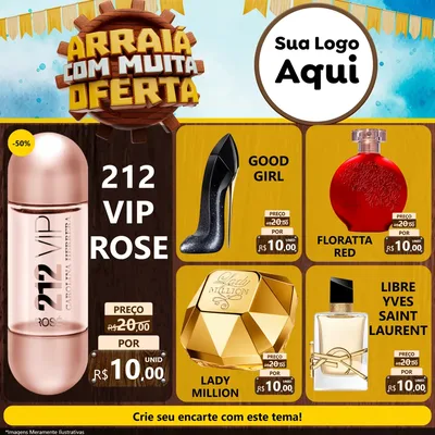 Modelo de Rede Social para Feed Facebook com o tema Ofertas de São João - Junina para Perfumes