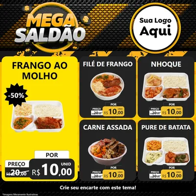 Modelo de Rede Social para Feed Facebook com o tema Mega Saldão para Restaurante
