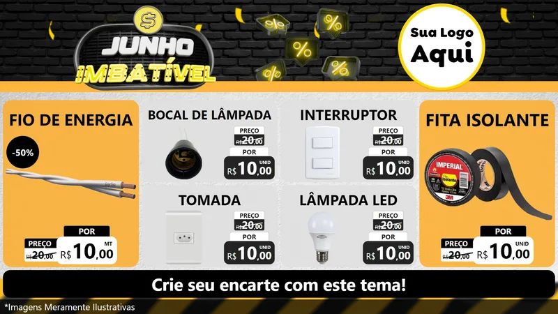 Modelo de TV para TV Horizontal com o tema Junho Imbatível para Materiais Elétricos