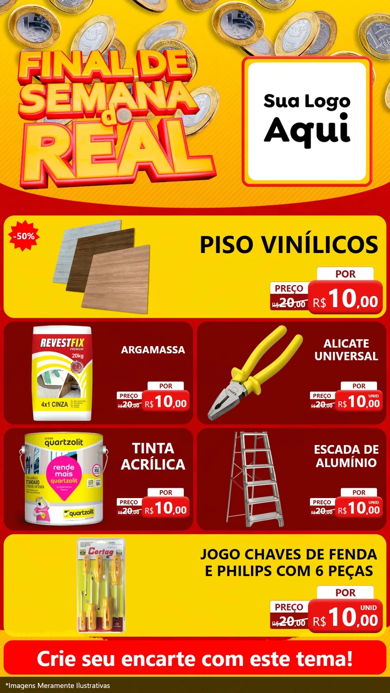 Modelo de TV para TV Vertical com o tema Final de Semana do Real para Material para Construção
