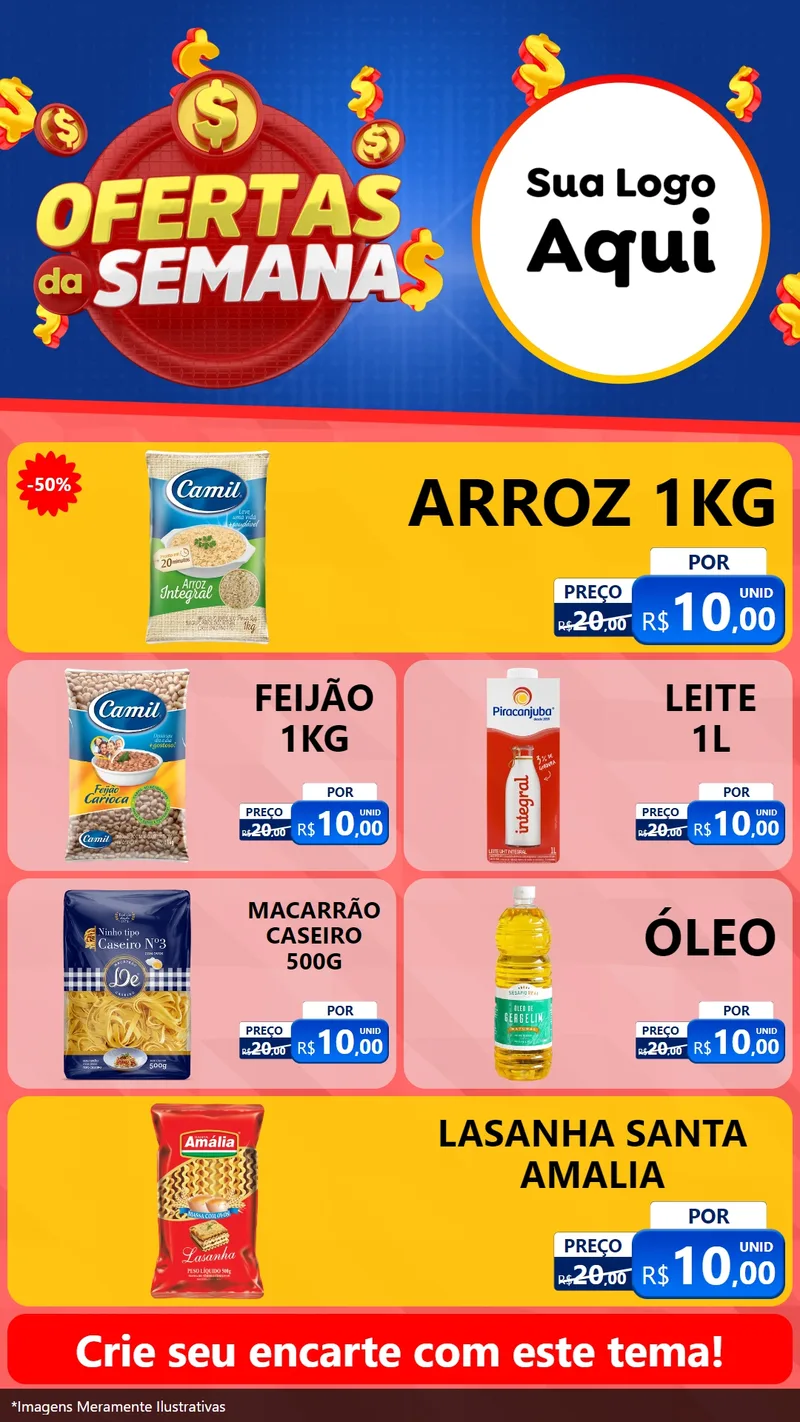 Modelo de TV para TV Vertical com o tema Ofertas Da Semana para Supermercado