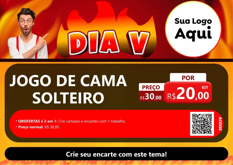 Modelo de Cartaz para Cartaz A4 Horizontal com o tema Dia V para Cama, Mesa e Banho