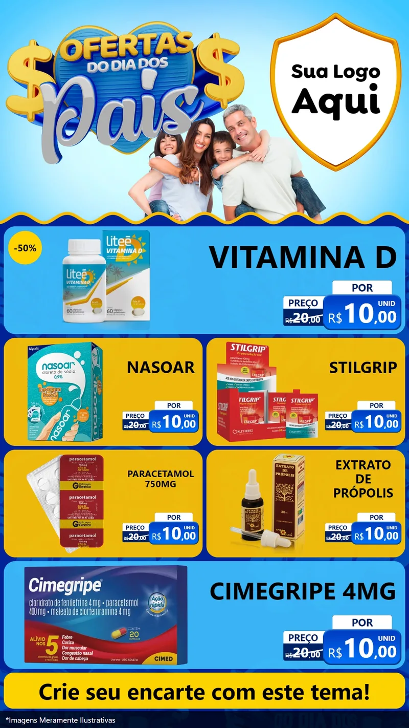 Modelo de TV para TV Vertical com o tema Ofertas do Dia dos Pais para Farmácia