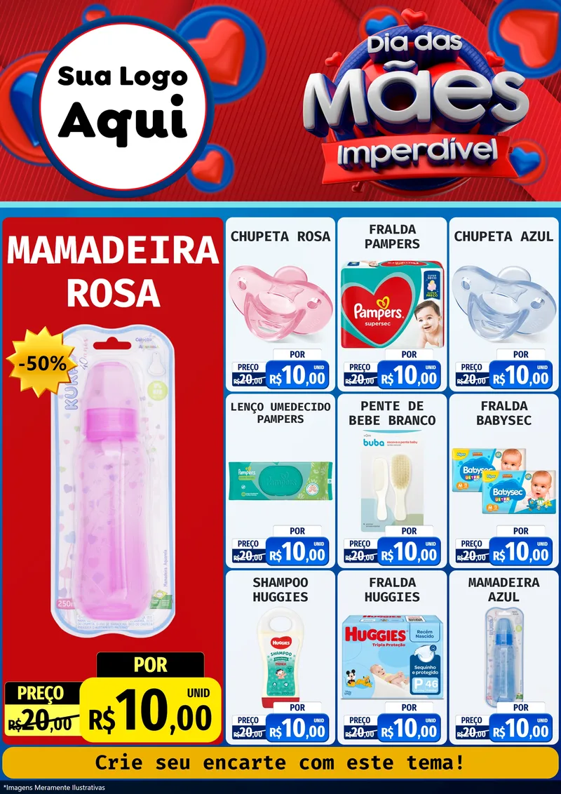 Modelo de Encarte para Encarte A4 Vertical com o tema Dia Das Mães Imperdível para Bebês