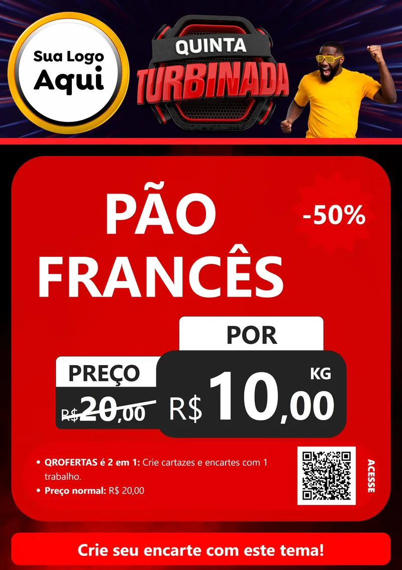 Modelo de Cartaz para Cartaz A4 Vertical com o tema Quinta Turbinada para Padaria