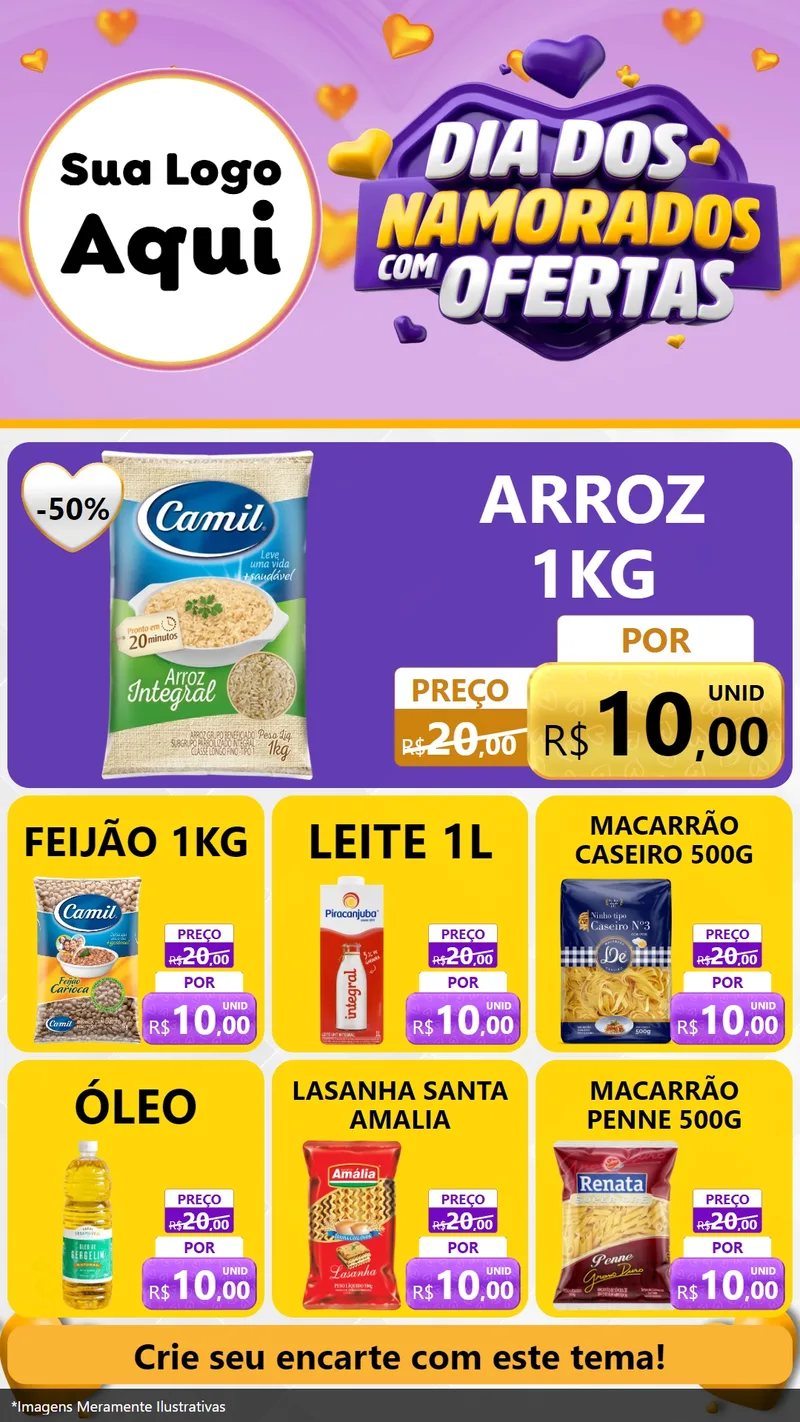 Modelo de Rede Social para Stories com o tema Dia Dos Namorados Com Ofertas para Supermercado