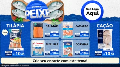 Modelo de TV para TV Horizontal com o tema Domingo do Peixe para Peixaria