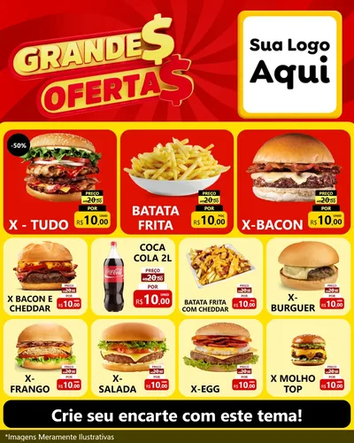 Modelo de Rede Social para Feed Instagram com o tema Grandes Ofertas para Hamburgueria